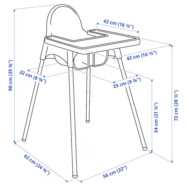 ANTILOP Highchair with tray, white/silver-colour - Image 4